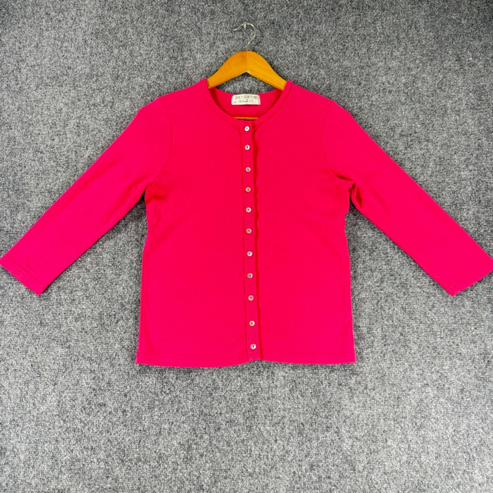 Juicy Couture Vintage Pink Cotton Cardigan Sweater Womens Medium